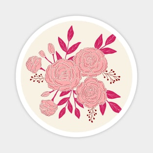 Delicate roses - Pink on white background Magnet